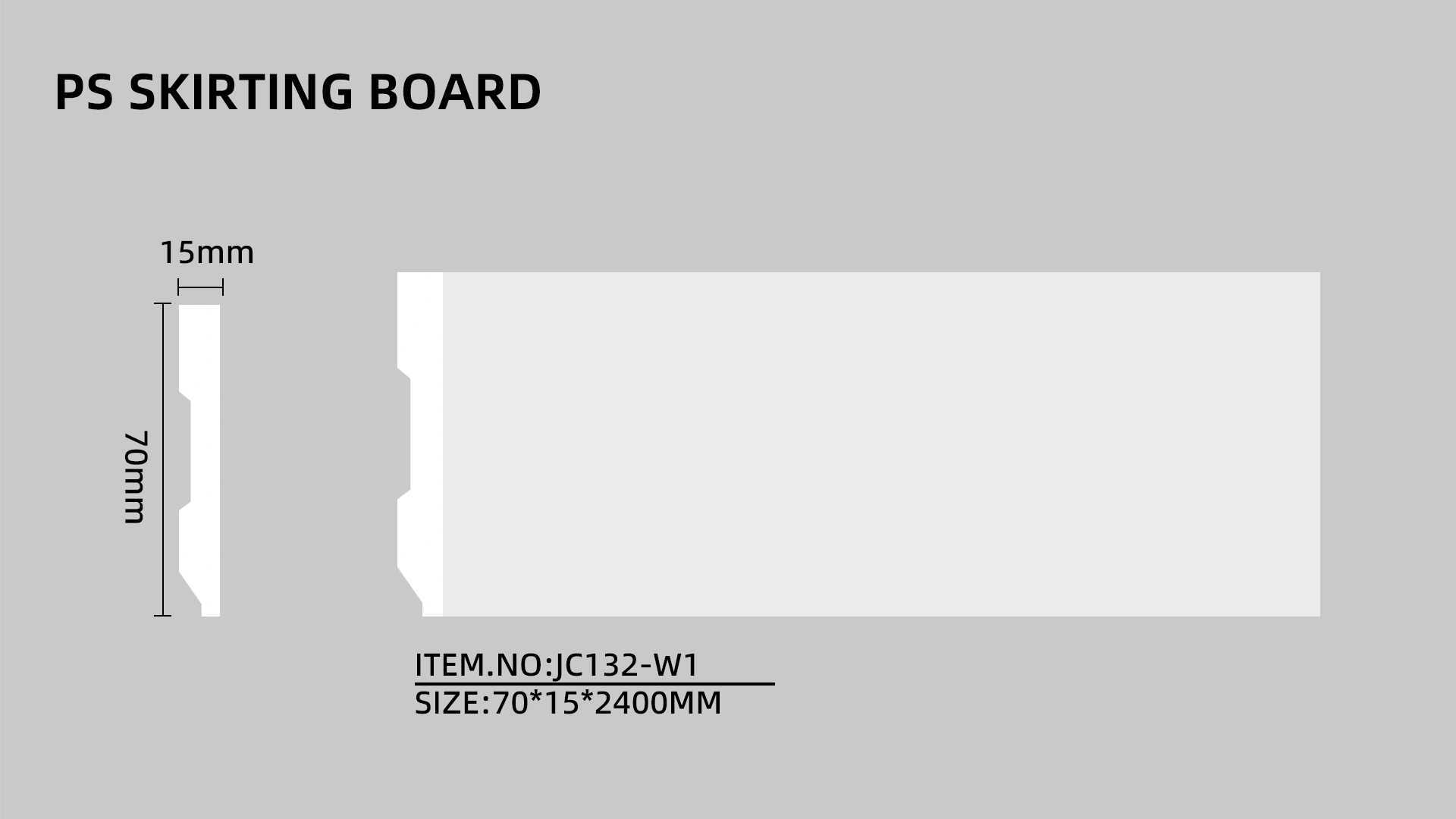 Polistirola grīdlīste, 2400x70x15mm